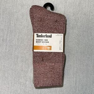 Timberland Beige Heather Burgundy Tan W6.5-9.5 Knit Cushioned Boot Socks 3 Pack